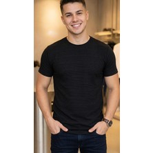 regata Çizgi Desenli Bisiklet Yaka Regular Fit Örme Ince Triko Erkek T-Shirt