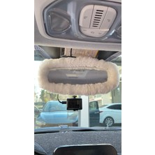 Peluş Dikiz Ayna Kılıfı Süs Beyaz