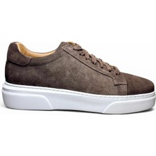 Alza %100 Hakiki Deri Erkek Sneaker Günlük Rahat Ayakkabı - Ultra Konfor Eva Taban - Kahverengi Süet