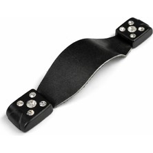 Mas Kulp Black Diamond - Taşlı Dekoratif Siyah Deri 64-96MM Mobilya Kulpu