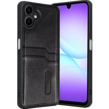 Galaxy A07 4g Sara Kartvizitli Deri Kılıf  Siyah
