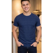 regata Çizgi Desenli Bisiklet Yaka Regular Fit Örme Ince Triko Erkek T-Shirt