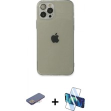 Pileli Store Pilelistore™ iPhone 12 Pro Max Kılıf Ahenk Doku - Siyah 3D Antistatik Seramik Nano Ekran Koruyucu + Renkli Kamera Lens Koruma Cam - Pe