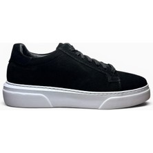 Alza %100 Hakiki Deri Erkek Sneaker Günlük Rahat Ayakkabı - Ultra Konfor Eva Taban - Siyah Süet