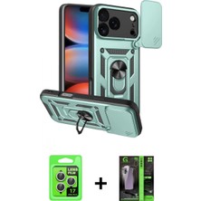 Pileli Store Pilelistore™ iPhone 17 Pro Kılıf Ahenk Klasik - Siyah 360 Mat Full Body Arka Koruyucu + Raze Metal Kamera Lens - Gs