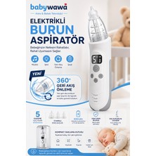 Babywawa H-032 Elektrikli Burun Aspiratörü 0-12 Yaş Şarjlı Nazal Aspiratör 5 Kademe Güçlü Vakum LED Işıklı Müzikli