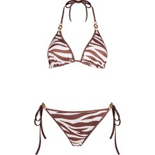 Ayyıldız 6622 Kahverengi Zebra Üçgen Bikini Takımı