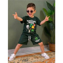 Cg Kids Minecraft Erkek Çocuk Tshirt & Şort Alt Üst Takım Süper Kalite