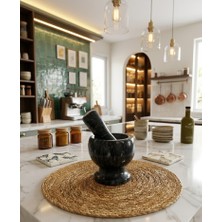 Megy Home Doğal Mermer Havan Sarımsak Döveceği/ Sarımsak Ezeceği/ Baharat Öğütücü Beyaz-Gri