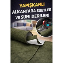 Bitacir Kendinden Yapışkanlı Alkantara Süet Suni Deri 100 x 150 - Haki Yeşil