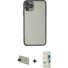 Pileli Store Pilelistore™ iPhone 11 Pro Max Kılıf Vadi Minimal - Siyah 20D Premium Cam Ekran Koruyucu + Rainbow Kamera Lens Koruma Cam - Yl