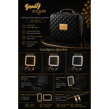 Beauty Vogue Hakiki Deri Işıklı Aynalı Makyaj Çantası - Ayarlanabilir Bölmeli Darbeye Dayanıklı Lüks Organizer- Bordo