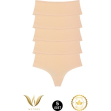 wcreas Yüksek Bel Kadın Tanga, Pamuklu Yumuşak Kumaş Tanga Külot 5'li Paket