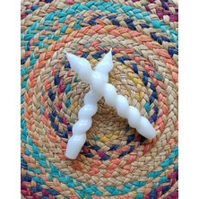 Drn Pinterest Model, Spiral, Burgulu Beyaz Şamdan Mum 2' Li