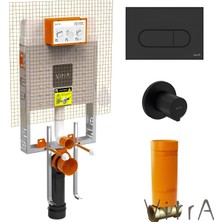 Vitra Mat Siyah Gömme Rezervuar Seti Asma Klozet Uyumlu 8 cm 768-1851-740-2211-A4146136