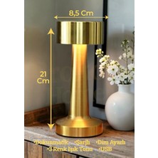 Brokoli Home Dokunmatik Masa Gece Lambası Dokunmatik Lamba Abajur LED Şarjlı Masa Lambası Gold Boy:21 cm Ledli