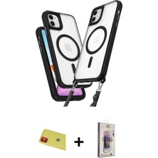 Pileli Store Pilelistore™ iPhone 11 Kılıf Atlas Doku Koleksiyonu - Siyah Bilvis 3D Cam Ekran Koruyucu + Rainbow Kamera Lens Koruma Cam - Kı
