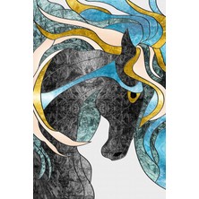 Arterior Wallpaper Sarı Mavi Renklerle At Poster Duvar Kağıdı