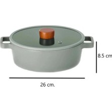 Neoflam Fika Cam Kapaklı Alüminyum Tencere 26 cm Gri