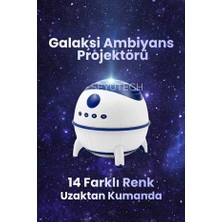 LastTech Galaksi Ambiyans Işığı Projektör 14 Farklı Renk Yıldızlı Galaksi Gökyüzü Ses Efektli Gece Lambası