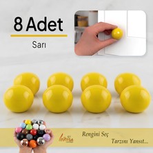 Glaswen 8 Adet Sert Plastik Düğme Yuvarlak Top Sarı Dolap Mobilya Mutfak Dolabı Çekmece Kulbu Kulpu Kulplar