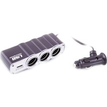 Oto Çakmaklık Çoklayıcı 3'lü Çakmak Soketi 1 USB Girişi ONT128