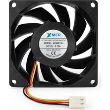 Xmer 80X80X38MM 12V 3 Kablolu Rulmanlı Fan 0.78A