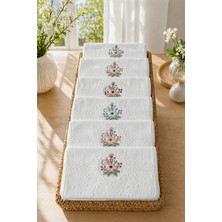 Bella Home Yoncagül 50X90 cm El Havlusu | 6 Adet | Kadife Dokulu, Jakarlı & 3D Nakışlı, Şık ve Kullanışlı