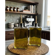 KRD Home 2'li Gold Sızdırmaz Kapaklı Cam Yağdanlık/yağlık/ Sirkelik 350ML