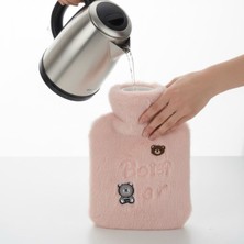 Ozcmax Işıklı Ayıcıklı Figürlü Pembe Peluş Sıcakk Su Torbası 1 Lt – Yumuşak Kılıf, Uzun Süre Sıcak Tutan Termal Su Torbası