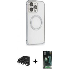 Pileli Store Pilelistore™ iPhone 15 Pro Kılıf Ahenk Işık Serisi - Şeffaf 360 Full Body Arka Koruyucu + Raze Metal Kamera Lens - Tmgı