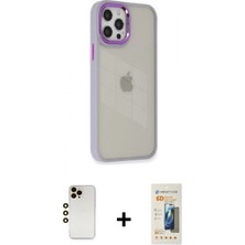 Pileli Store Pilelistore™ iPhone 12 Pro Max Kılıf Eksen Doku Prime - Siyah 6d Mat Seramik Hayalet Nano Ekran Koruyucu + Shine Kamera Lens - Gd