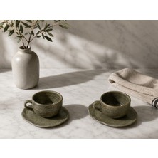 Bonna 2'li Doğal Seramik Espresso Kahve Fincan & Altlık Seti