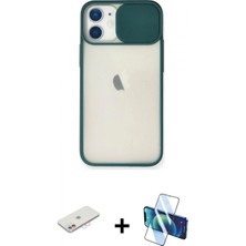 Pileli Store Pilelistore™ iPhone 11 Kılıf Vadi Çizgi - Siyah 3D Antistatik Cam Ekran Koruyucu + Renkli Kamera Lens Koruma Cam - Pe