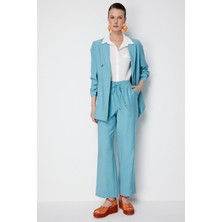 Ekol Kadın Beli Bağcıklı Bol Paça Pantolon 1204 Aqua