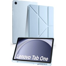 Nezih Case Lenova Tab One 8.7 Inç TB-305FU Uyumlu Tri-Folding Kalem Bölmeli Uyku Modlu Akıllı Kılıf