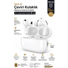 vooka Çevirmen Kulaklık Bt 6.0 | 55 Dil Anlık Çeviri | Anc Gürültü Engelleme | Siri & Google Asistan Destekli Kablosuz Bluetooth Kulaklık