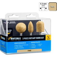 Kutzall 14FKIT01 Ince Diş Ahşap Törpü Seti 3 Parça (Sap: 6.3mm)