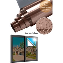 Technosmart 90X100 cm Brown Silver Aynalı Cam Filmi Statik Uv Güneş Koruyucu Cam Kaplama