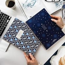 Starseven A4 Spiralli Karton Kapak 2’li Set Çizgili Okul Defteri 80 Yaprak, Ders Programlı Lacivert