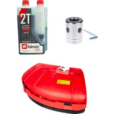 Johnser Motorlu Tırpan Universal Bakım ve Kesim Seti Kalender 2t Motor Yağı + Bıçak Koruyucu Siperlik + Motorlu Tırpan Örümcek Başlık Universal