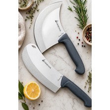 SÜRMENOX Sürmene Silver Serisi 2 Li Pizza Börek Bıçağı Gri Sap Pide Salata Kıyma Mutfak Bıçak ( Srm-03 )