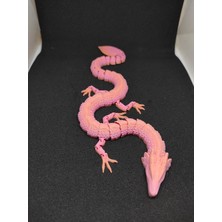 Teknosanat 3D Baskı Hareketli Eklemli Ejderha Figürü - Dekoratif Obje (Pembe-Turuncu Geçişli)
