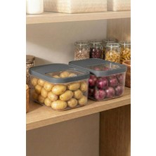 Renas Store 2'li 12 Lt Multibox Füme Kayar Kapaklı Saklama Kabı & Erzak Kabı & Patates Soğan Kovası