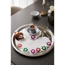 Bonny Home 6'lı Set Renkli Yansımalı Keten Kahve Yanı Sunum Peçetesi Kokteyl Peçetesi Sunumluk Peçete Parti Peç
