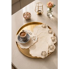 Bonny Home 6'lı Set Gümüş Yansımalı Keten Kahve Yanı Sunum Peçetesi Kokteyl Peçetesi Sunumluk Peçete Parti Peçe