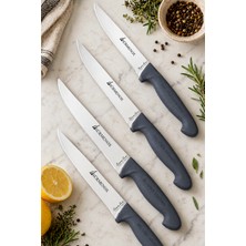 SÜRMENOX Sürmene Silver Serisi 4 Lü Mutfak Bıçak Seti Gri Sap Et Ekmek Sebze Meyve Kesme Bıçağı (SRM-013)