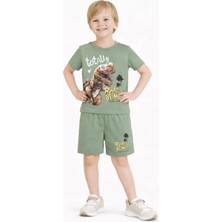 Name Baby & Kids Erkek Çocuk Şortlu Yazlık Pijama Takımı Dinazor Temalı NBK-7241