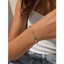 Girift Vintage Brill Renkli Yıldız Detaylı Zirkon Taşlı Bileklik Bilezik