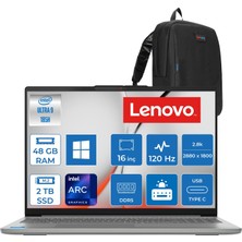Lenovo Ideapad Slim 5 16IMH10 Intel® Core™ Ultra 9 185H 48GB Ddr5 2tb SSD Intel® Arc™ Graphics 16" 2.8k (2880X1800) OLED 500NITS 100% Dcı-P3, 120Hz WIN11PRO Bilgisayar 83V70057TRP19+ZETTAÇANTA